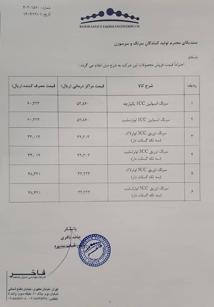 قیمت محصولات شرکت بسپار صنعت فاخر